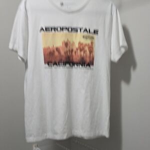 Aeropostale White Tee with Sunset Graphic
